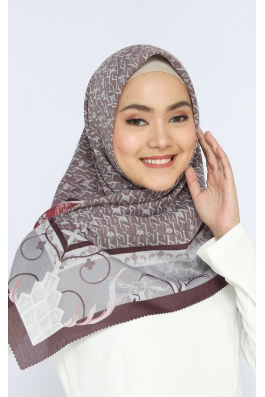 Hijab Segi Empat  Voal Ultrafine Lasercut Rosela Brown